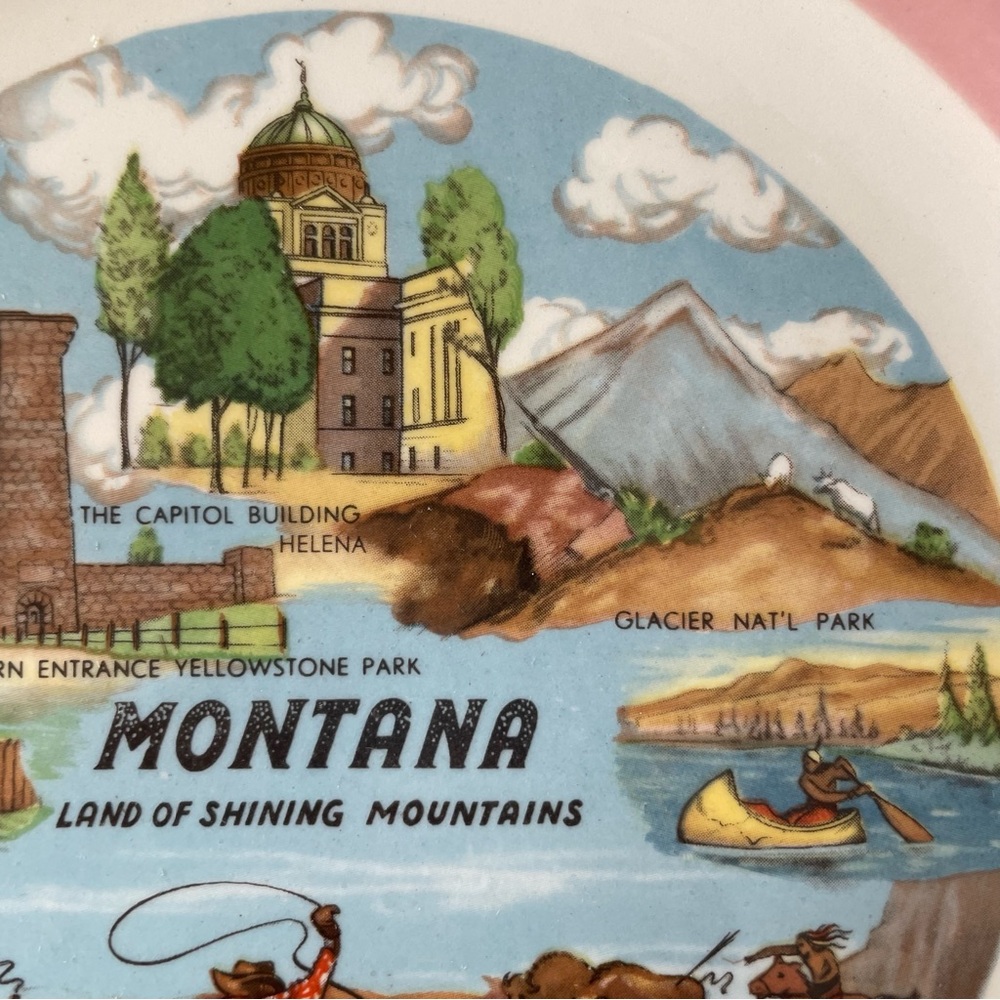 Vintage Montana State Collectible Souvenir Commemorative Plate 10 Inch - Picture 4 of 9